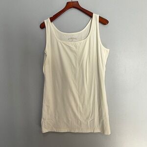 Peruvian Connection Womens XL Cream Pima Cotton Lycra Scoop Neck Tank Top